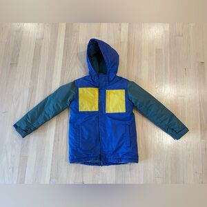 Kids Blue and Yellow Snow/Ski Jacket, Hanna Andersson, 150cm, US 12